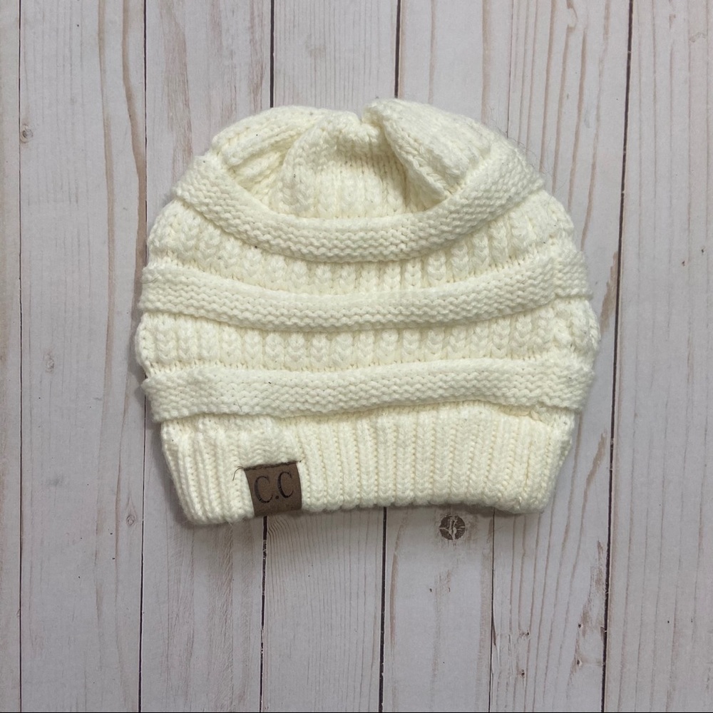 Cream CC knit Beanie Winter Hat